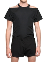MUGLER - T-SHIRT AUS BAUMWOLLPOPELINE MIT AUSSCHNITTEN - SCHWARZ