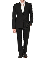 MUGLER - ABITO A UN BOTTONE IN FRESCO DI LANA STRETCH - NERO