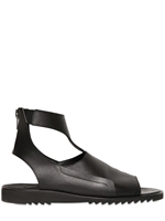 MUGLER - BRUSHED LEATHER SANDALS - BLACK