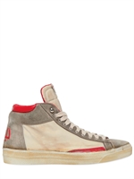 CYCLE - SNEAKERS IN CAMOSCIO E TECHNO NYLON - GRIGIO/ROSSO