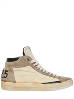 CYCLE - SNEAKERS IN CAMOSCIO E TECHNO NYLON - MARRONE/BLU