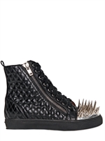 JEFFREY CAMPBELL - ADAM SPIKED QUILTED LEATHER SNEAKERS - BLACK/SILVER