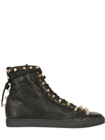 EMMA HOLMES - SNEAKERS ALTE IN PELLE CON BORCHIE - NERO