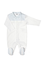 BABY DIOR - JERSEY AND POPLIN ROMPER - PALE BLUE