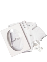 BABY DIOR - GIFT SET BOY - PIQUET BODY/DUMMY - WHITE/GREY
