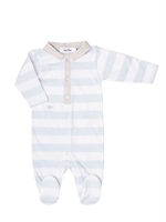 BABY DIOR - STRIPED JERSEY ROMPER - PALE BLUE