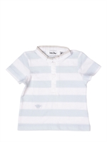 BABY DIOR - STRIPED COTTON JERSEY POLO SHIRT - PALE BLUE