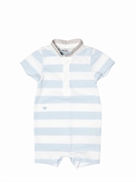 BABY DIOR - STRIPED COTTON JERSEY JUMPSUIT - PALE BLUE