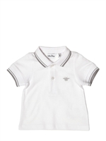 BABY DIOR - COTTON PIQUET POLO SHIRT - WHITE