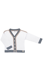 BABY DIOR - CONTRASTING COLOUR CARDIGAN - WHITE/PALE BLUE
