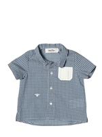 BABY DIOR - COTTON POPLIN CHECKED SHIRT - BLUETTE