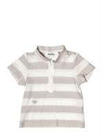 BABY DIOR - STRIPED COTTON JERSEY POLO SHIRT - BEIGE