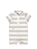 BABY DIOR - STRIPED COTTON JERSEY JUMPSUIT - BEIGE
