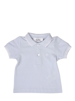 BABY DIOR - COTTON PIQUET POLO SHIRT - PALE BLUE
