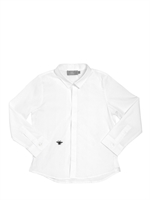 DIOR - EMBROIDERED LOGO COTTON POPLIN SHIRT - WHITE