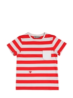 DIOR - EMBROIDERED LOGO STRIPED JERSEY T-SHIRT - RED