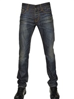 SAINT LAURENT - JEANS SKINNY IN DENIM DIRTY STRONG USED 16CM - BLU