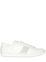 SAINT LAURENT - SNEAKERS IN PELLE CON BORCHIE - BIANCO