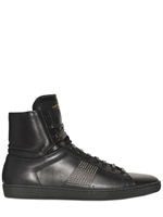 SAINT LAURENT - SNEAKERS ALTE IN PELLE CON BORCHIE - NERO