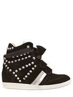 SERAFINI MANHATTAN - 70MM STUDDED SUEDE SNEAKERS - BLACK/SILVER