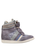 SERAFINI MANHATTAN - 70MM PYTHON EMBOSSED SUEDE SNEAKERS - GLICINE