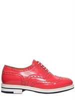 GIORGIO ARMANI - 30MM PATENT LEATHER DERBY LACE-UP SHOES - PEACH