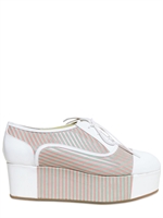 POLLINI BY NICHOLAS KIRKWOOD - ZEPPE STRINGATE IN PELLE A RIGHE 55MM - BIANCO/MULTI