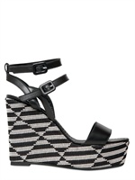 CASTAÑER - ZEPPE IN PELLE E TELA DI COTONE 110MM - NERO/BIANCO