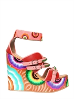 MEHER KAKALIA - ZEPPE IN PELLE, PERLE E LEGNO 130MM - MULTICOLORE