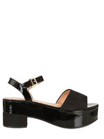 ROBERT CLERGERIE - SANDALI IN VERNICE E CAMOSCIO 60MM - NERO