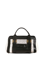 CHLOE' - MINI ALICE EIDECHSEN DRUCK SCHULTER TASCHE - WEIß/SCHWARZ