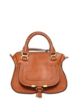 CHLOE' - MINI MARCIE TEXTURED LEATHER BAG - TAN
