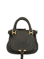 CHLOE' - MINI MARCIE TEXTURED LEATHER BAG - BLACK