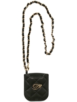 DSQUARED - CUSTODIA BLACKBERRY IN PELLE TRAPUNTATA CON CATENA - NERO