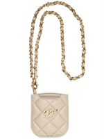 DSQUARED - CUSTODIA BLACKBERRY IN PELLE TRAPUNTATA CON CATENA - BIANCO SPORCO