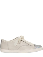 LANVIN - 10MM SCHILLERNDE SNEAKERS AUS PYTHON- & KALBSLEDER - GRAU/SILBER