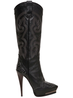 LANVIN - STIVALI IN PELLE CON RICAMO 130MM - NERO