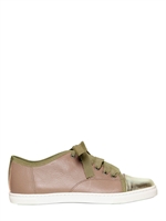 LANVIN - 20MM LEDER SNEAKERS MIT METALLISCHER FUßSPITZE - BEIGE/GOLD