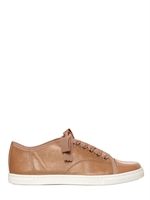 LANVIN - 20MM LEDER SNEAKERS MIT LACKLEDER SPITZE - KAMEL/KAMEL
