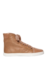 LANVIN - 20MM LEDER & LACKLEDER HIGH TOP SNEAKERS - KAMEL/KAMEL