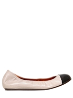 LANVIN - 10MM ZWEIFARBIGE LEDER BALLERINAS - GRAU/SCHWARZ