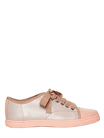 LANVIN - 20MM ZWEIFARBIGE LEDER SNEAKERS - GRAU/ROSA