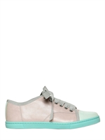 LANVIN - 20MM ZWEIFARBIGE LEDER SNEAKERS - GRAU/AQUA