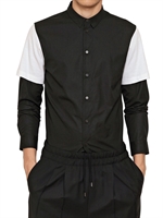 KRIS VAN ASSCHE - T-SHIRT AUS BAUMWOLLPOPELINE UND JERSEY - SCHWARZ/WEIß
