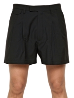 KRIS VAN ASSCHE - WOOL MOHAIR TWILL SHORTS - BLACK