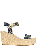DOLCE & GABBANA - ZEPPE IN RAFIA E TELA STAMPA FLOREALE 100MM - MULTIBLU