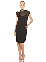 LANVIN - ABITO IN TECHNO MUSSOLA SU JERSEY DI BAMBOO - NERO