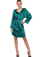 LANVIN - ABITO CAFTANO IN SETA LAVATA - VERDE