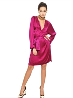 LANVIN - ABITO CAFTANO IN SETA LAVATA - FUCSIA