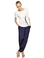 LANVIN - SEQUINED COTTON BAMBOO JERSEY T-SHIRT - WHITE